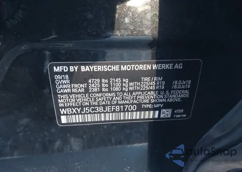 2018 BMW X2 xDrive28I z USA, uszkodzony, nr VIN WBXYJ5C38JEF81700